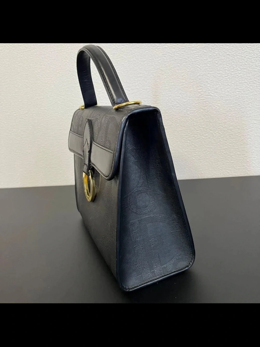 Dior Black Top Handle Satchel with Gold Hardware